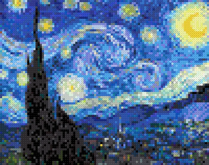 用本站生成的拼豆作品：梵高《星月夜》